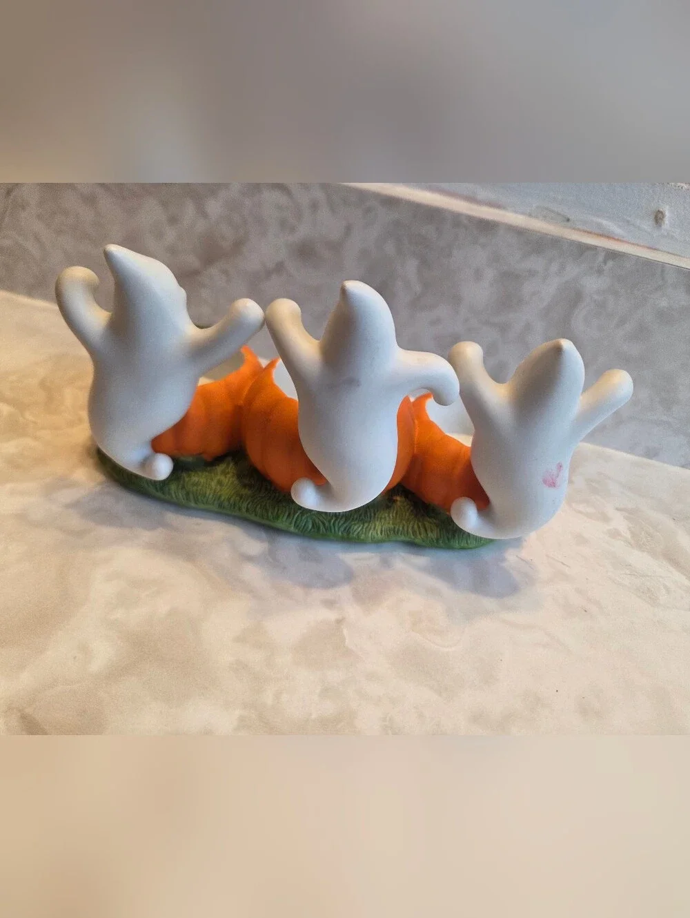 Vtg Halloween Partylite Ghost Pumpkin Trio Halloween Tealight Candle Holder